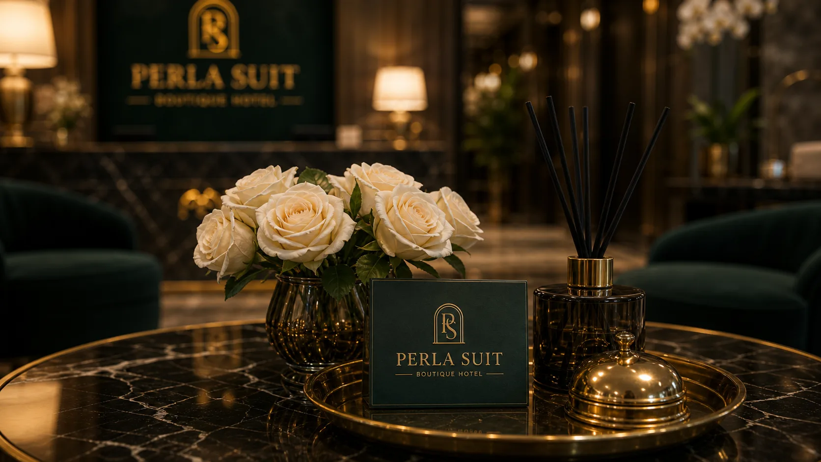 Perla Suit Butik Otel oda içi detay ve masa düzeni